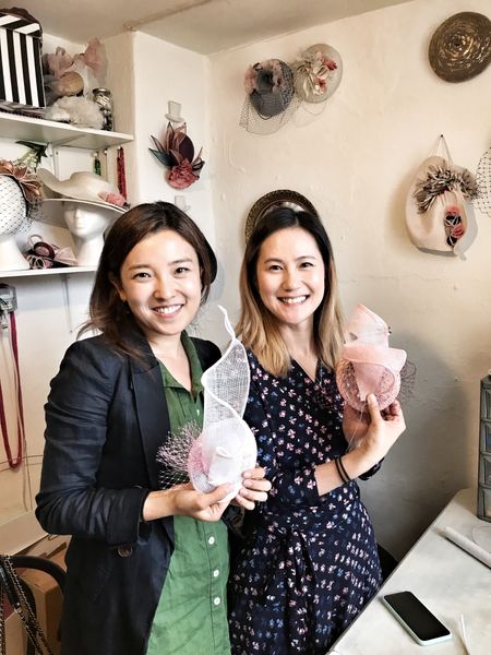 Elena Shvab Millinery, Fascinator Hat Workshop, students with their new fascinator hats