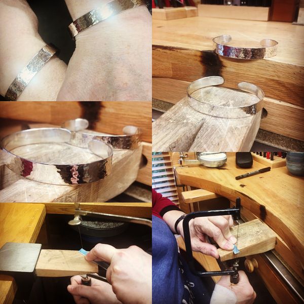 Work in progress, silver jewellery making workshop experience at Silver Designed Personally in Kent.