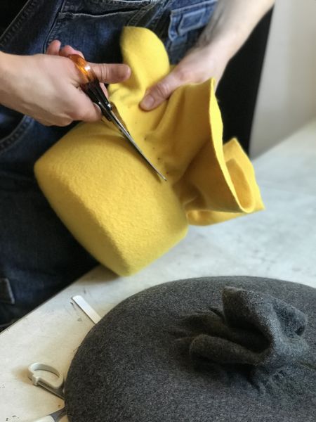 Elena Shvab Millinery, Felt Hat Course, work in process by a student