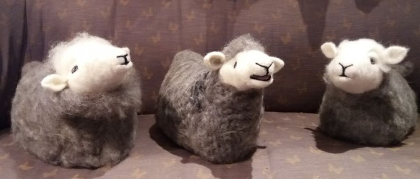 Herdwick Doorstops in Needlefelt with Annis McGowan - a Quirky Workshop at Greystoke Cycle Cafe