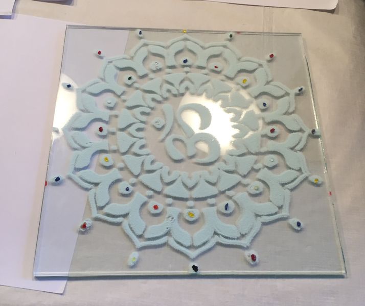 Simple but effective use of stencils with glass powders