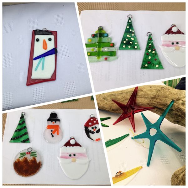 Fused glass Christmas decorations