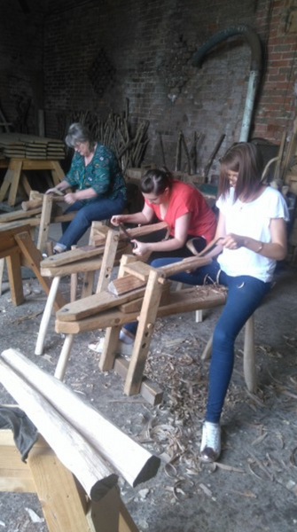 wooden stool making course - happy participants!