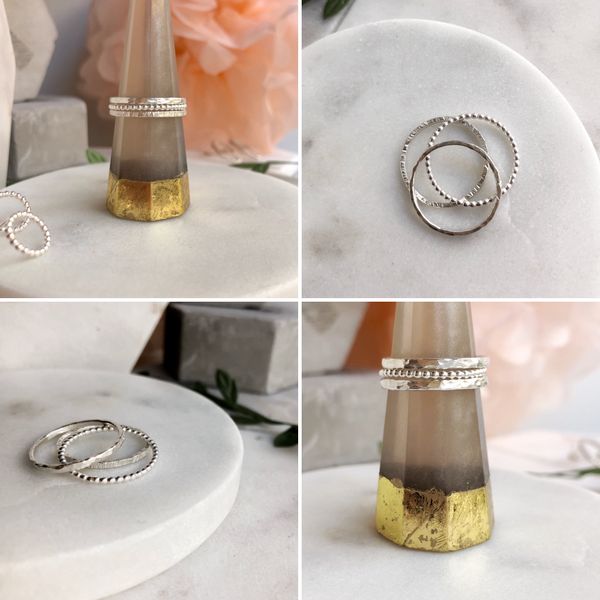 silver stacking rings mixed