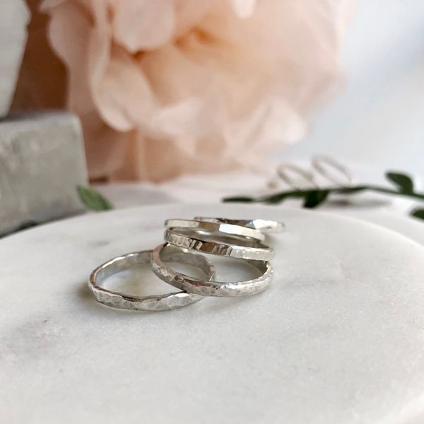 mixed stacking rings silver