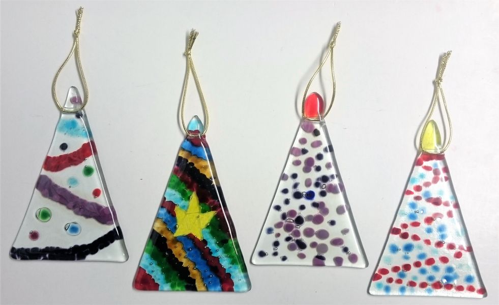 Fused Glass hanging Christmas Trees