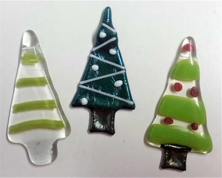 Fused Glass hanging Christmas Trees