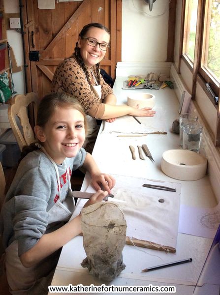 Clare and Eeva - 3 hour workshop - 23-10-18 at Katherine Fortnum Ceramics