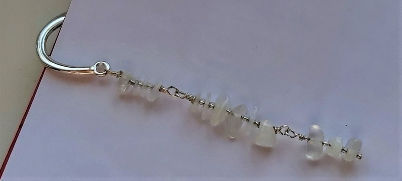 Clear Quartz, added by hand one bead at a time in silver plate