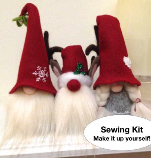 Christmas Gnomes felt sewing and embroidery set