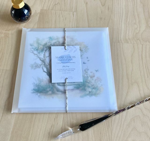 Watercolour print Country Tree swing cards presented in our unique translucent pack for easy and stylish gifting.