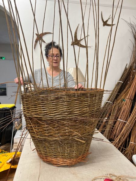 students making log basket