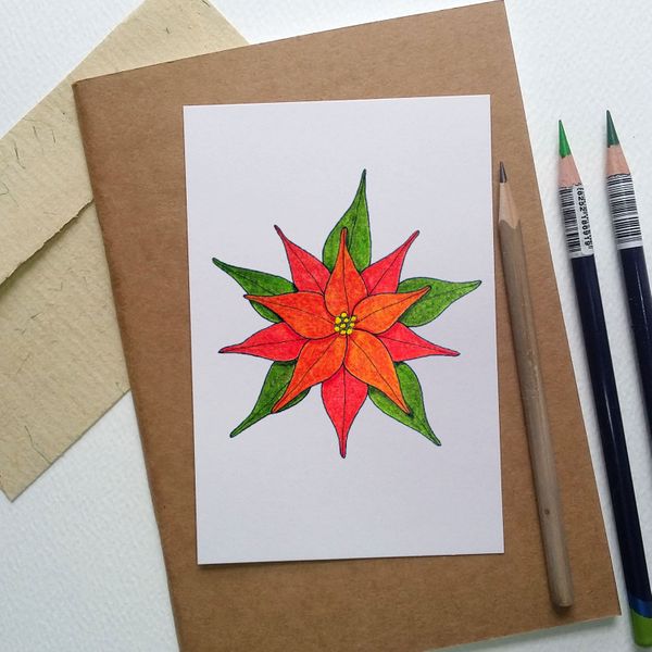 How to draw a simple poinsettia