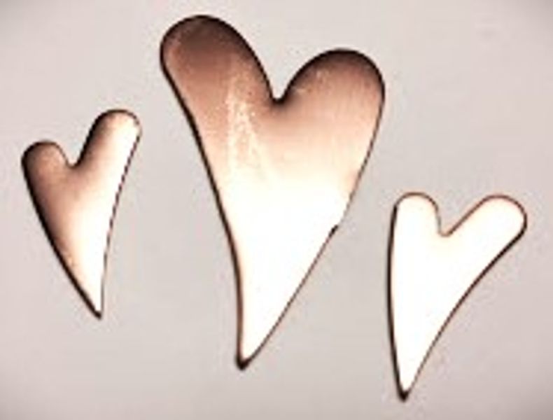 Copper hearts for enamelling