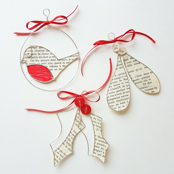 Handmade wire and paper Christmas Decorations with Judith Brown in Staffordshire