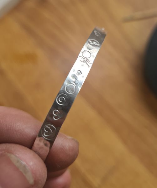 hammered and stamped bangle