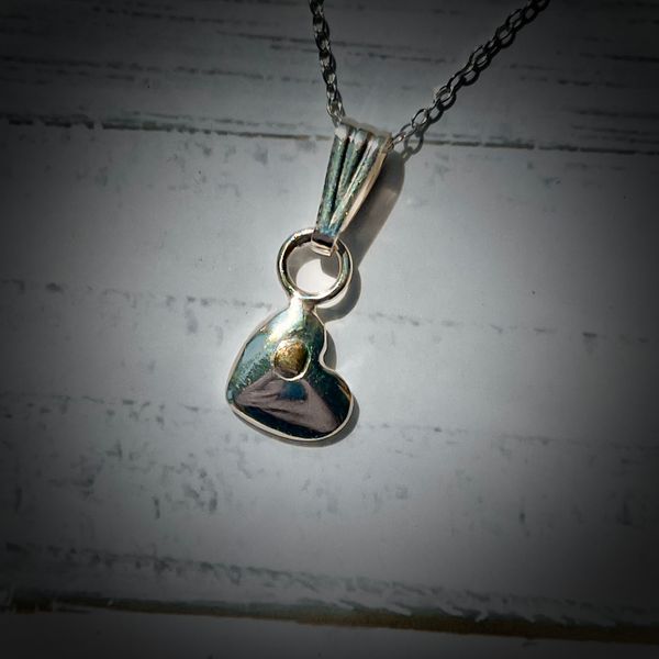 Metal clay heart pendant (silver and gold)