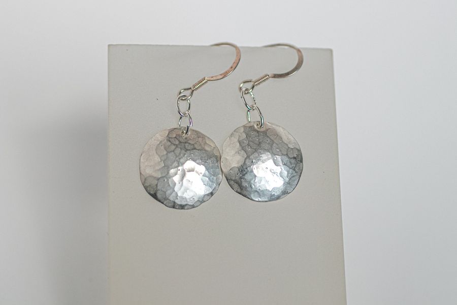 Textured shaped earrings with handmade ear wires