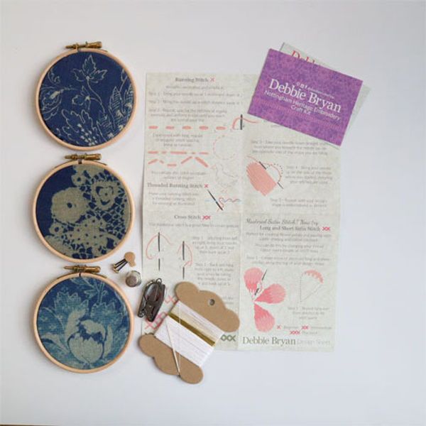 Cyanotype | Nottingham Heritage Embroidery Craft Kit : 3 Hoops
