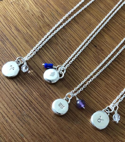 Zodiac Starsign Pendant
Sterling silver with birthstone coloured bead.