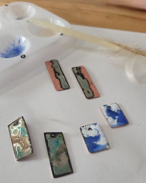 Enamelled earring components
