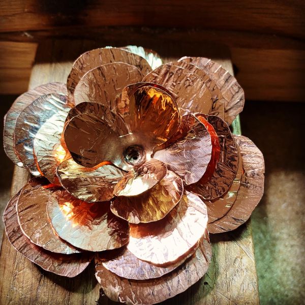 Making a copper rose progress