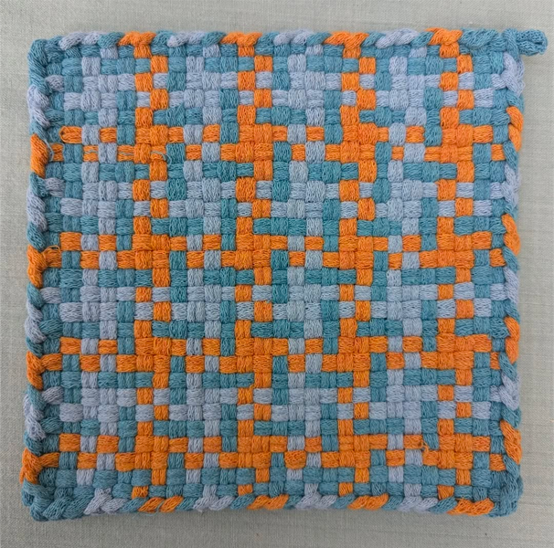 Orange and blue potholder