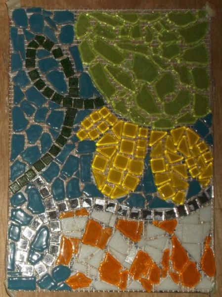 Abstract mosaic before grouting.