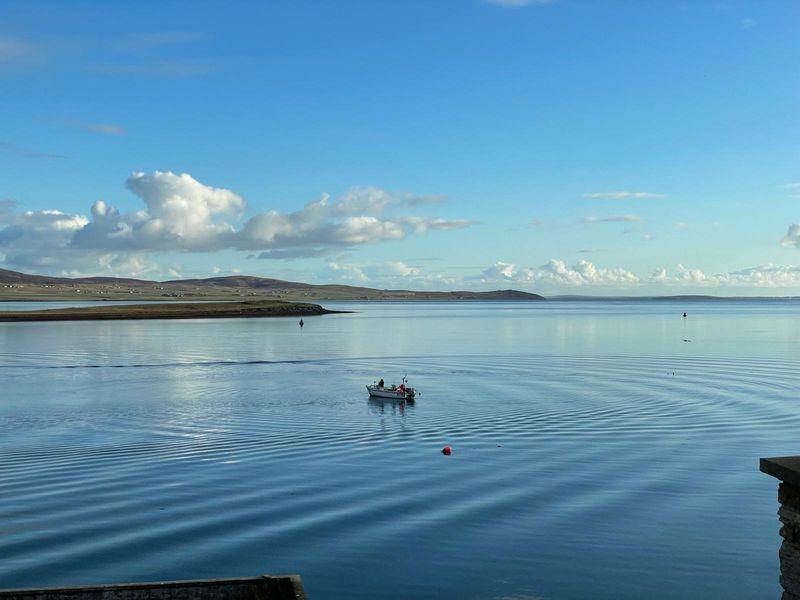 The Stromness harbour view from the window of the Merchants House.