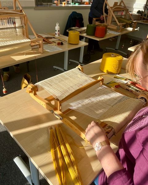 One of our participants bought along their own rigid heddle looms.