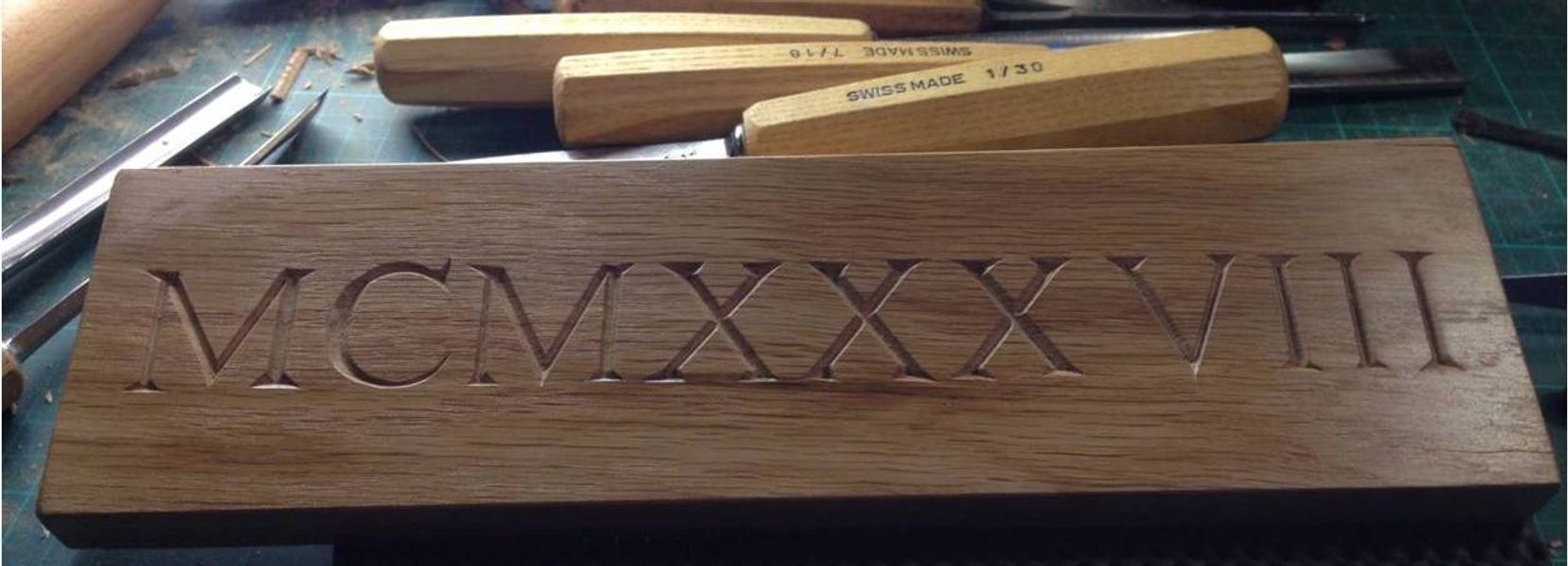 Roman numerals in oak