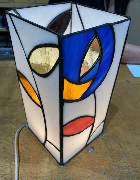 A colourful lamp made by beginner Emma in just three days!