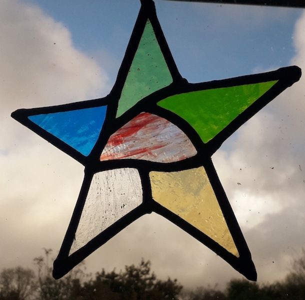 Your finished leaded stained glass star!