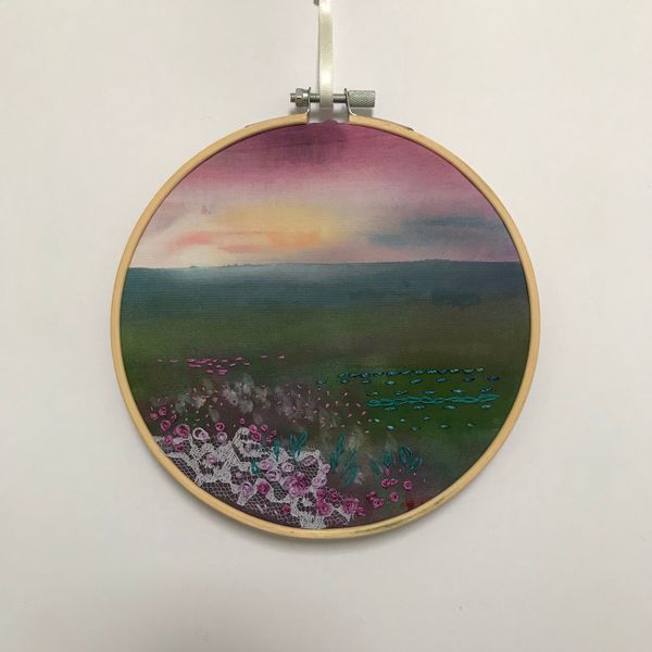 Embroidered Sunset Hoop