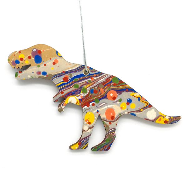 Dinosaur marbled woodcut multicoloured