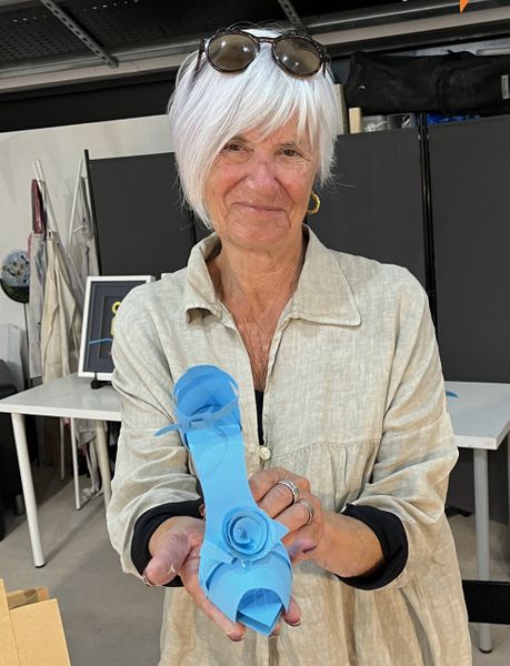 Sue and her paper sculpted shoe