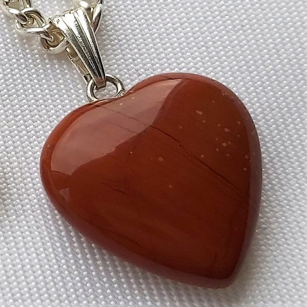 ♥ Red Jasper Heart Puffed Shape Pendant ♥