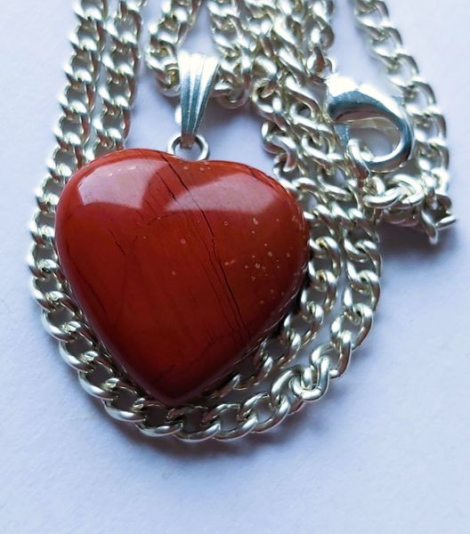 Image of Red Jasper Tactile Crystal Silver Necklace