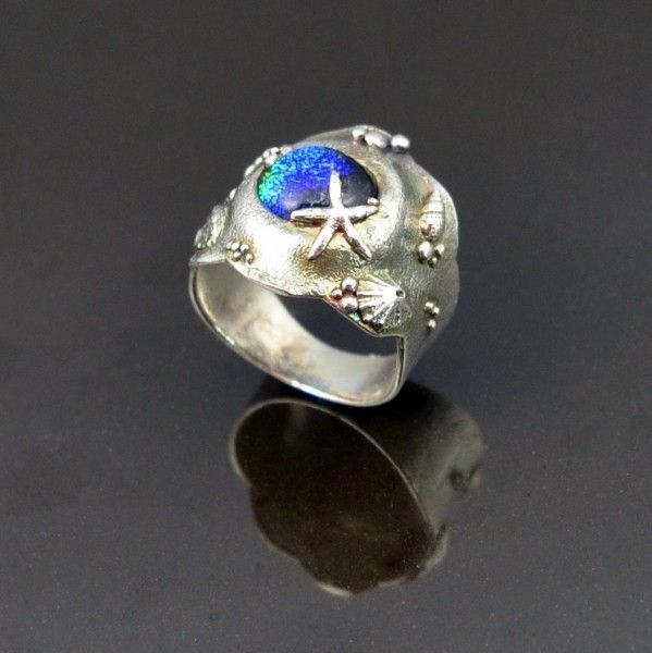 Glass and Silver Clay Ring by Tracey Spurgin of Craftworx