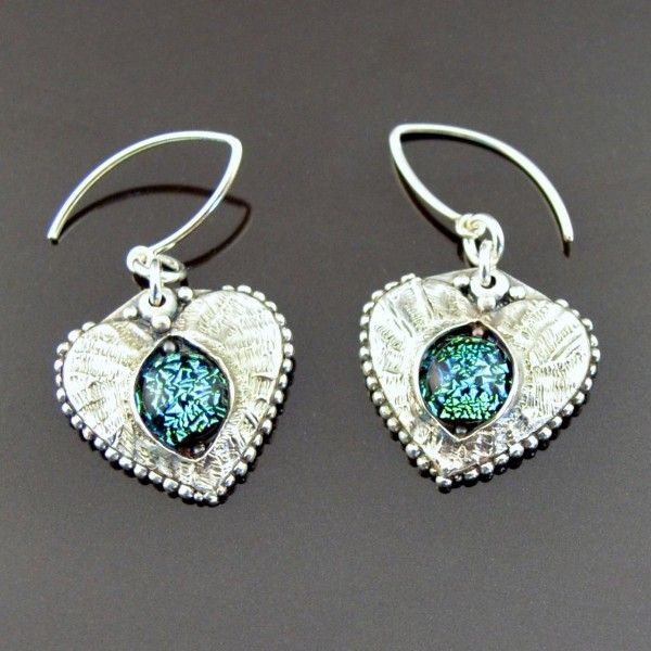 Glass and Silver Clay Earrings by Tracey Spurgin of Craftworx