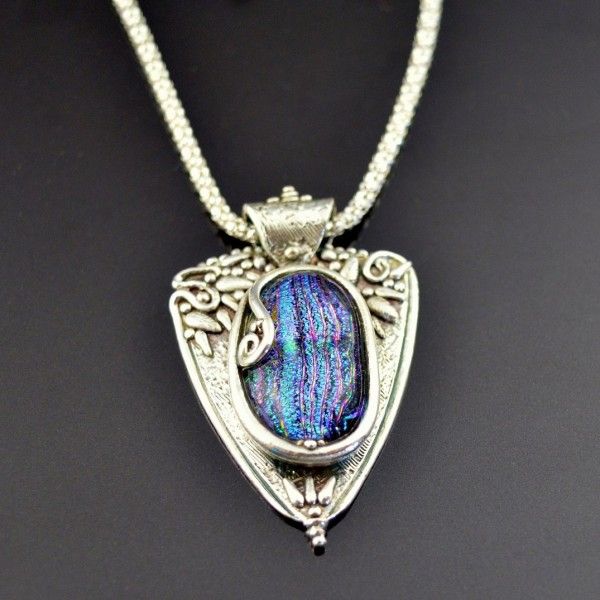Glass and Silver Clay Pendant by Tracey Spurgin of Craftworx