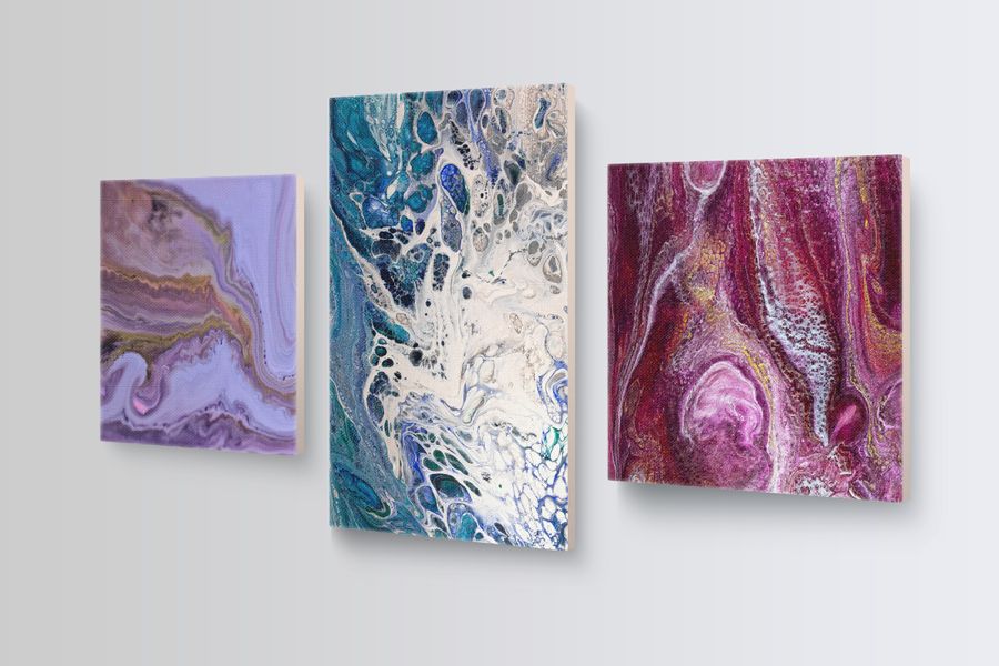 Paint pouring canvases