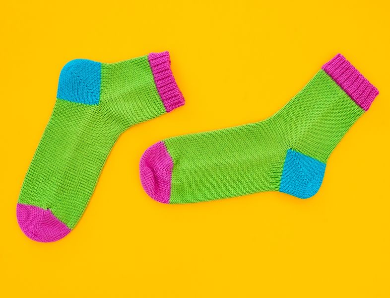 A pair of machine knitted socks