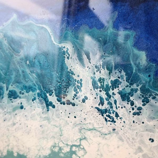 Cells in resin, resin lacing, beach art, resin waves, Resin artwork