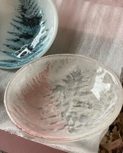 Fern glass painted dishes