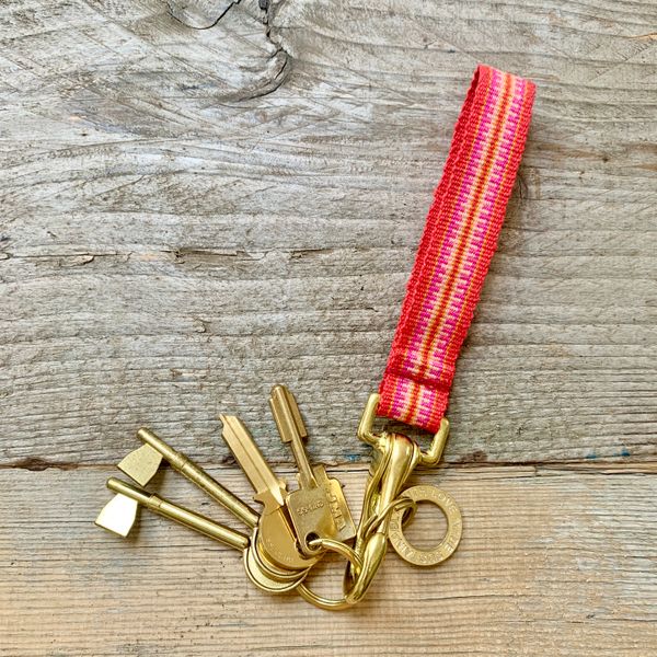 Handwoven key lanyard in 'flame'