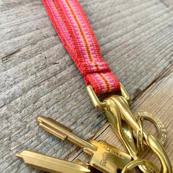 Handwoven key lanyard in 'flame'