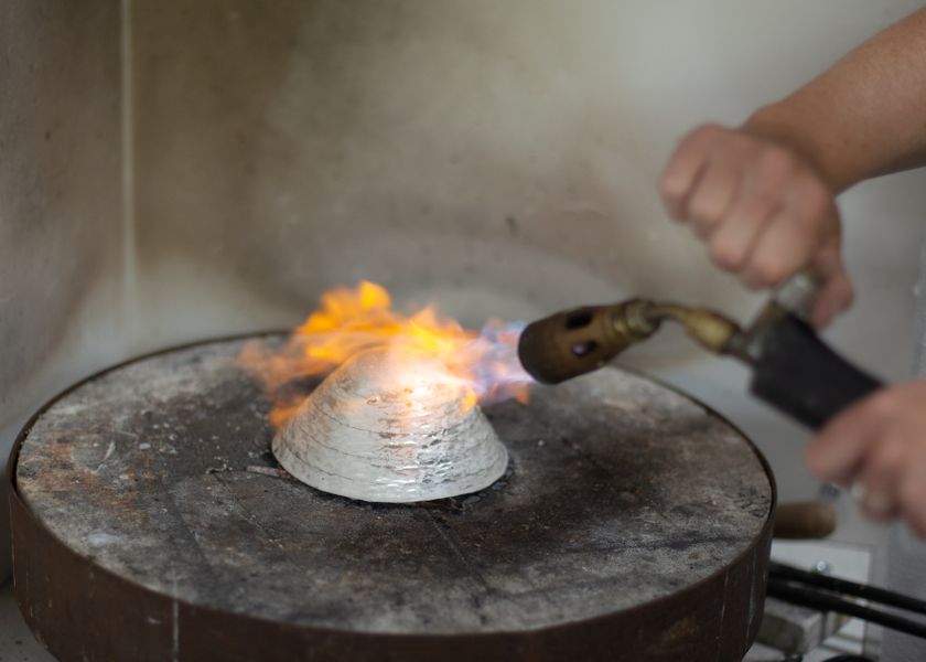 Annealing a silver bowl