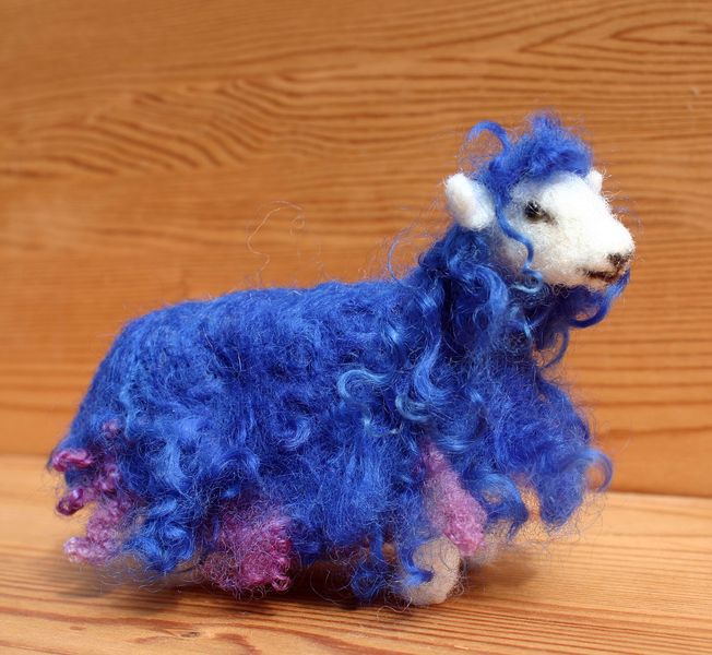Blue and Pink needle felted sheep