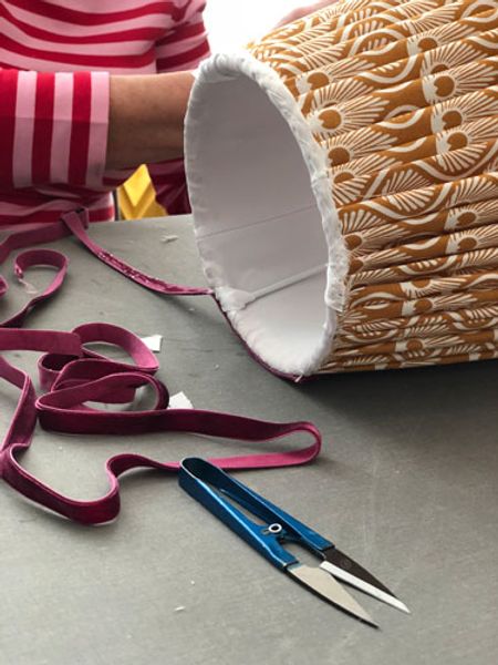 Different stages that go in to making bespoke lampshades 